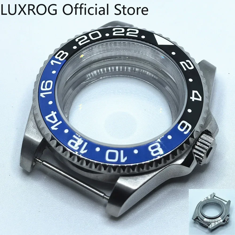 Stainless Steel 40MM Black Blue Ceramic Insert Watch Case