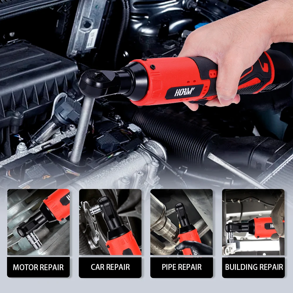 12V 48N.m Electric Impact Wrench Cordless 3/8'' Ratchet Wrench Removal Screw Nut Car Repair Tools Hand Drill Right Angle Wrench