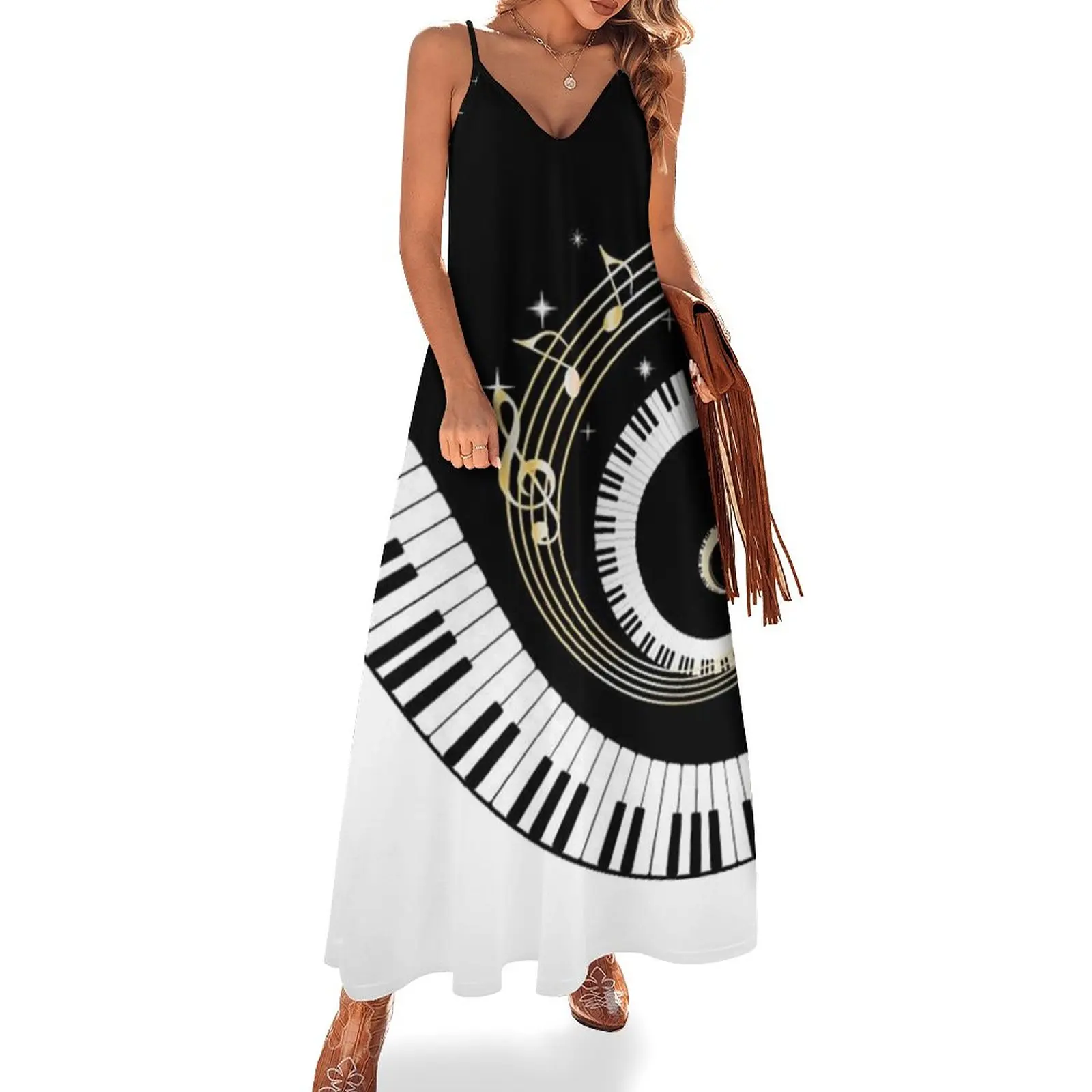 

Piano music keyboard round Sleeveless Dress beach outfits for women Dress vintage prom dresses 2024