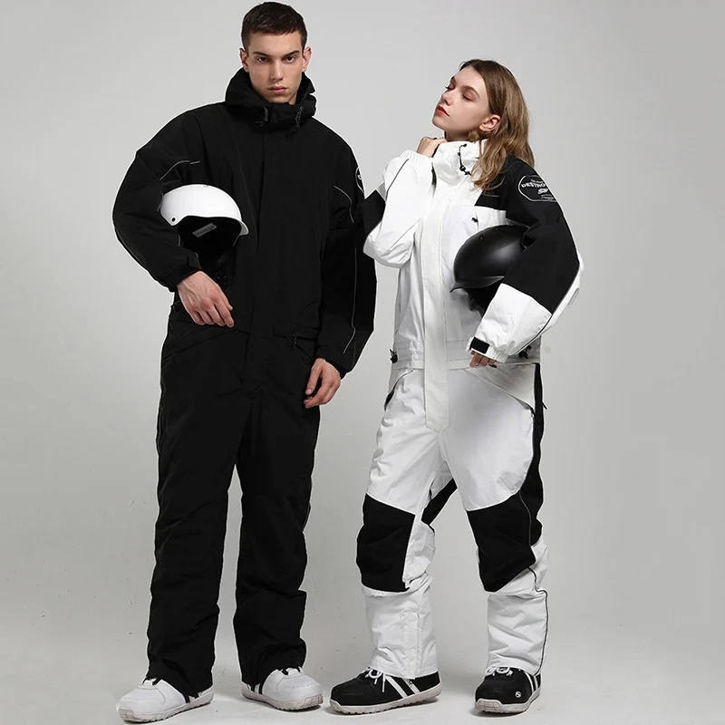 Outdoor Sport Man Jumpsuits Winter Warm Hooded Women One Piece Snowsuit Hiking Alpine Male Snowboard Overalls Waterproof Clothes