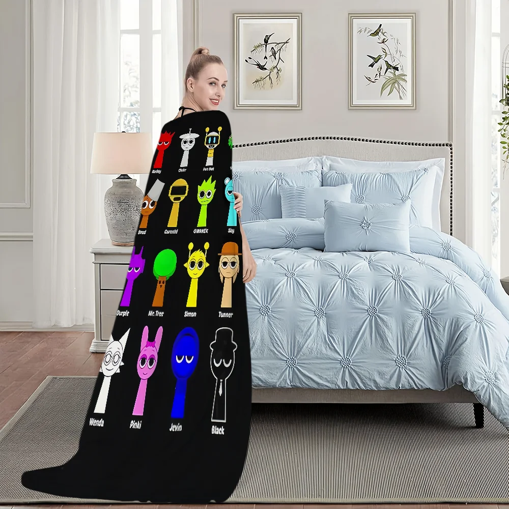 Sprunki Incredibox Game Blanket Plush Nap Sofa rug for Living Room Warm Office Bedroom Birthday Home Travel Kid Gifts 5