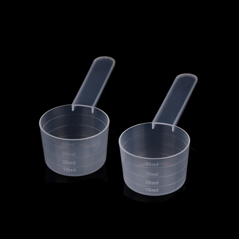 40ML 20g Flat Bottom Graduated Measuring Spoon With Scale Transparent Plastic Kitchen Baking Measuring Spoon Tableware 10Pcs