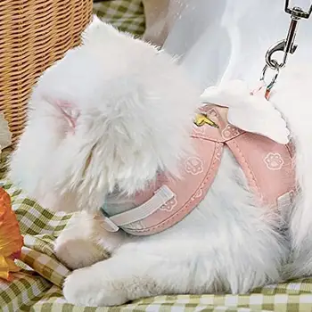 Kitten Harness Pet Cute Angel Wing Strap Leads And Collars Set Pet Training Collar Leashes For Cat Dog Rabbit And Other Small 5