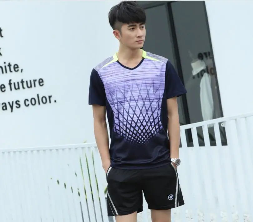 New women/men Badminton men sport t-shirts sets,Men Tennis Shorts polyester Breathable table tennis Sport jersey +shorts sets