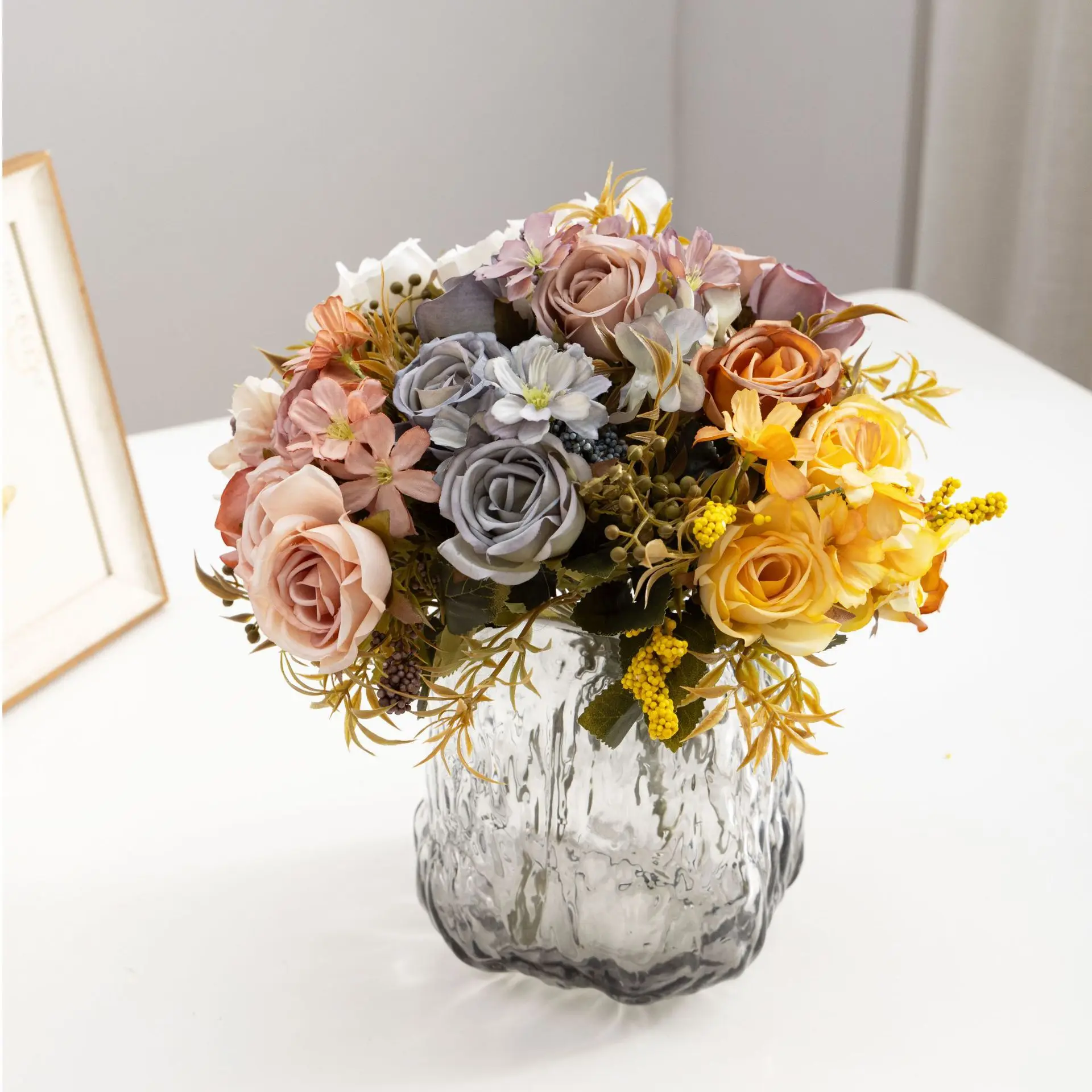 Rosen Herbst Künstliche Blumen Seide Pfingstrose Hortensie Große Brautstrauß Hochzeit Home Party DIY Dekoration Gefälschte Blumen