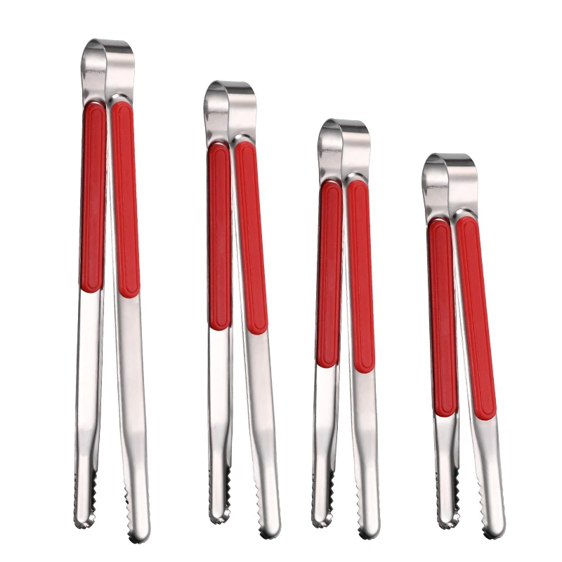 Food Tongs 10 Inch Stainless Steel Barbecue Grill Meat Clip Non-Slip Cooking Salad Steak Clamp Utensils