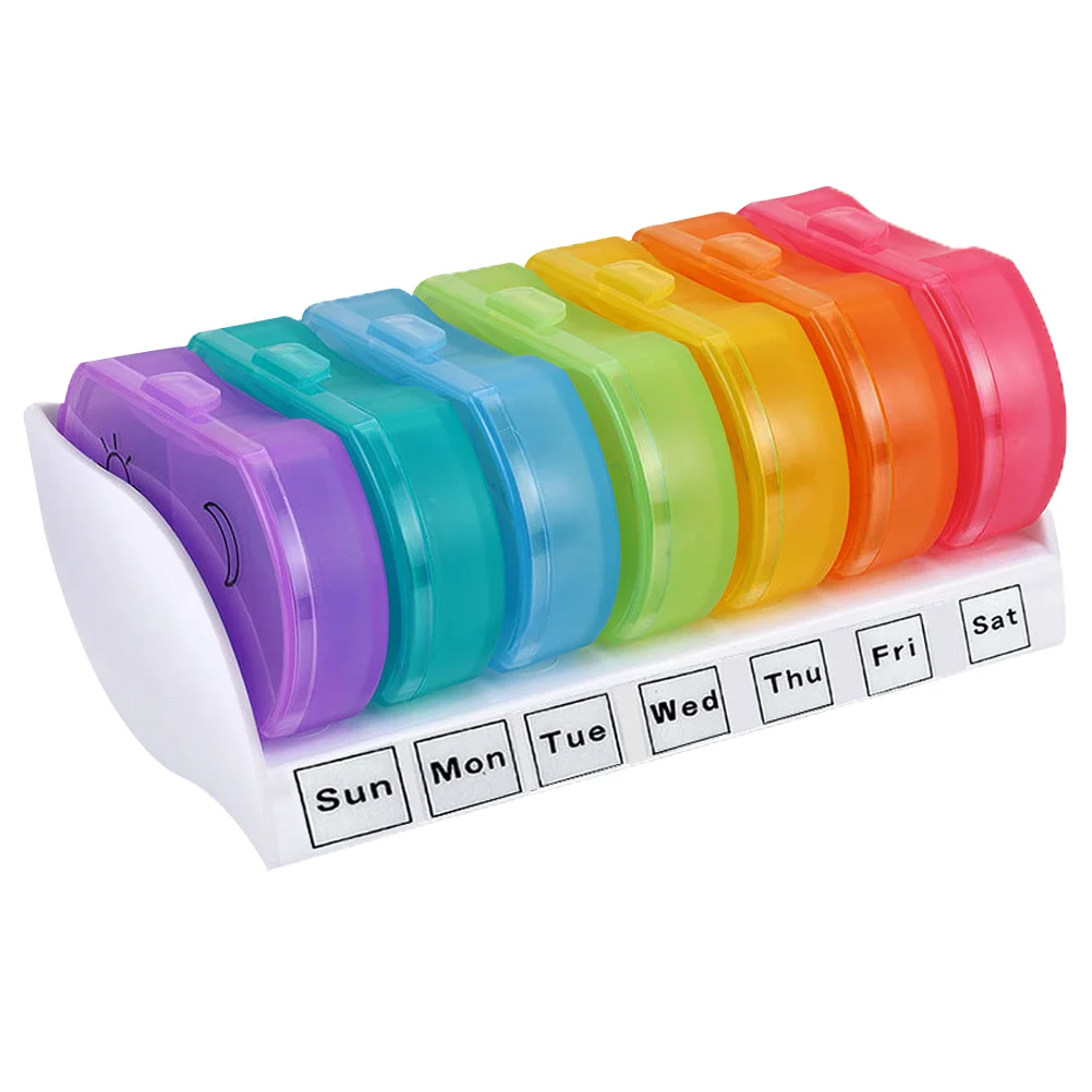 

7 Pcs Colorful Pill Box Organizer Accessory Portable Medicine Pp Material Case Container Storage