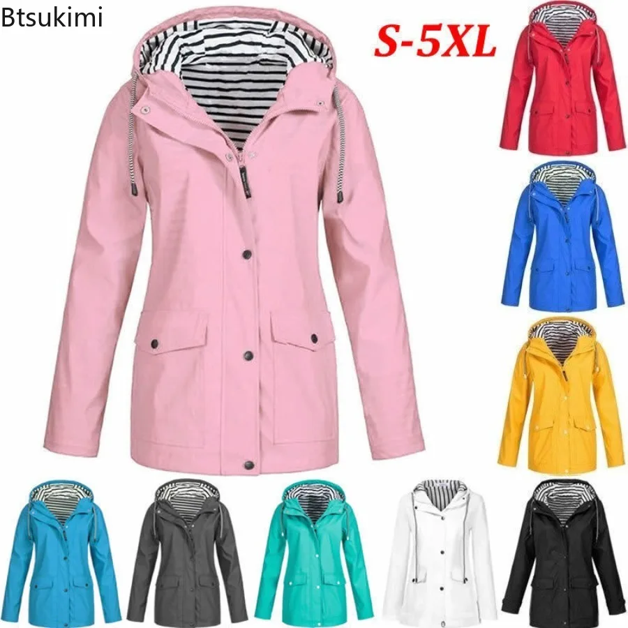 2024 Spring Autumn Trench Coat for Women Casual Long Sleeve Hooded Medium Long Female Overcoat Plus Size Windbreaker Jacket Coat