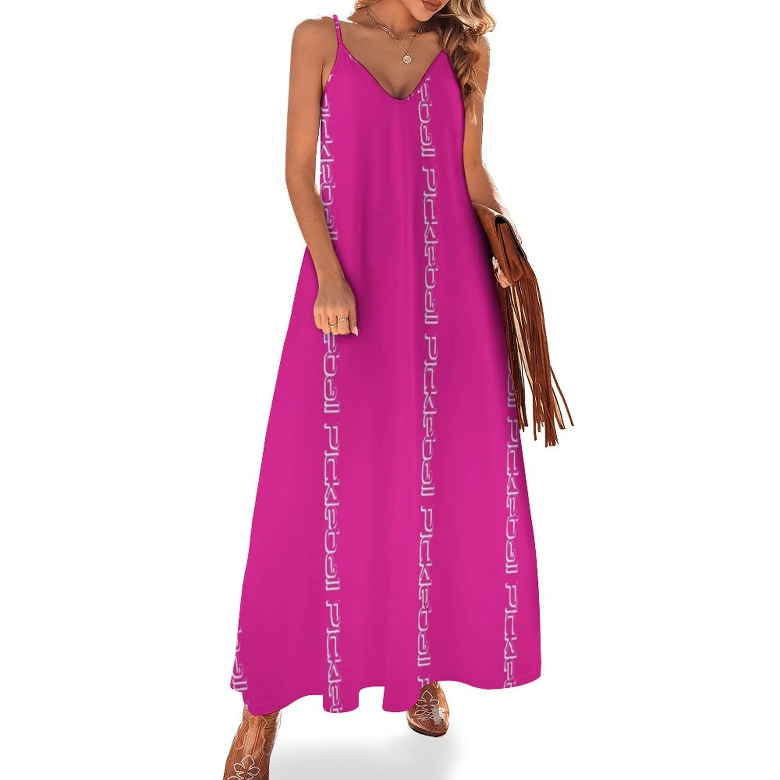 

Cool White Pickleball Logo Sleeveless Dress Evening dresses Summer dresses for women Elegant gown loose summer dress