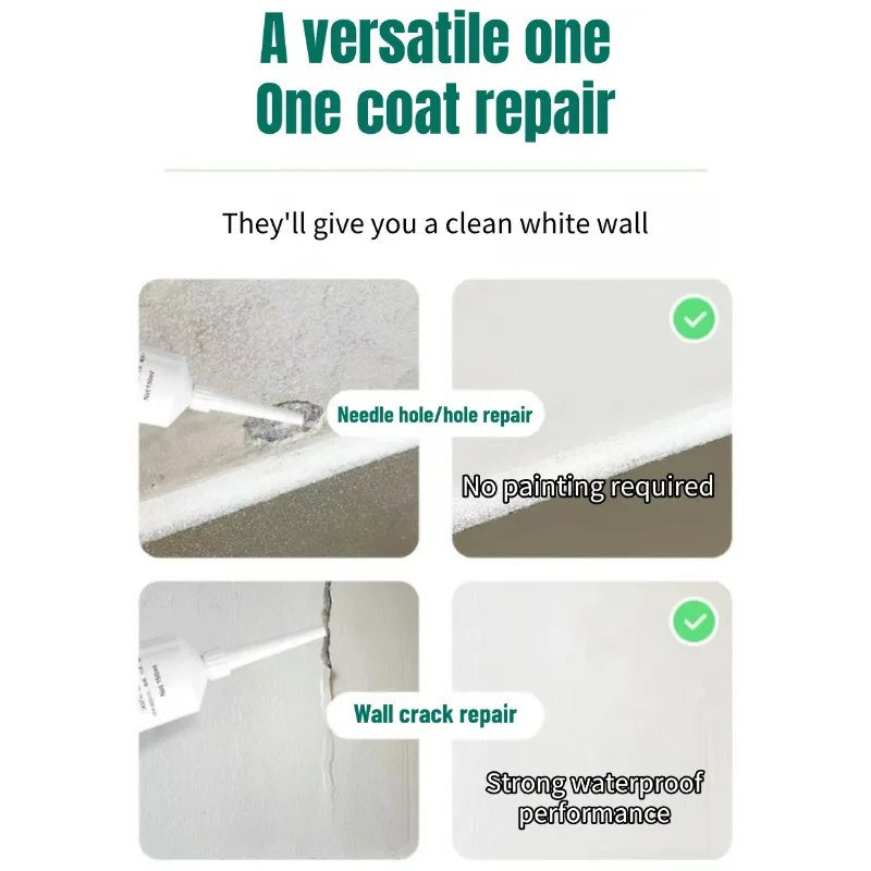 Wall Repair Agent Cream Waterproof Coating Sealant Agent Crack Mending Quick-Drying Mildewproof Patch White Wall Restore