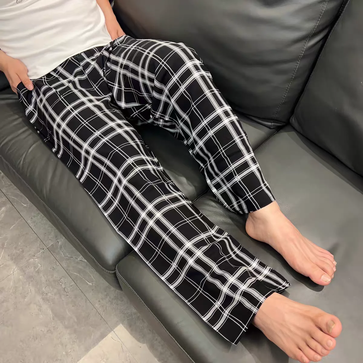 Extra Large Size Stylish Pajama Pants for Men, Spring and Autumn, Plus Size, Oversized, Casual Long Pants, Thin Style, Home Wear Pants