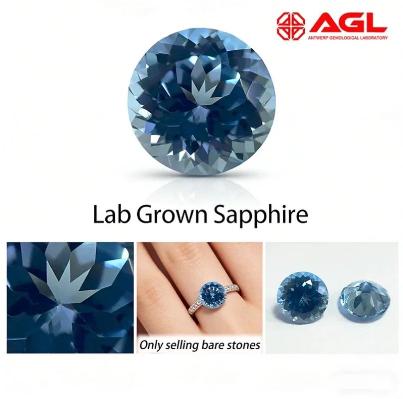 Laborgezüchteter Saphir in Aquamarin-Farbe, Herzschliff, loser Edelstein für DIY-Ringe, Halsketten, Ohrringe, Hauptmaterialien wählbar, AGL-Zertifikat