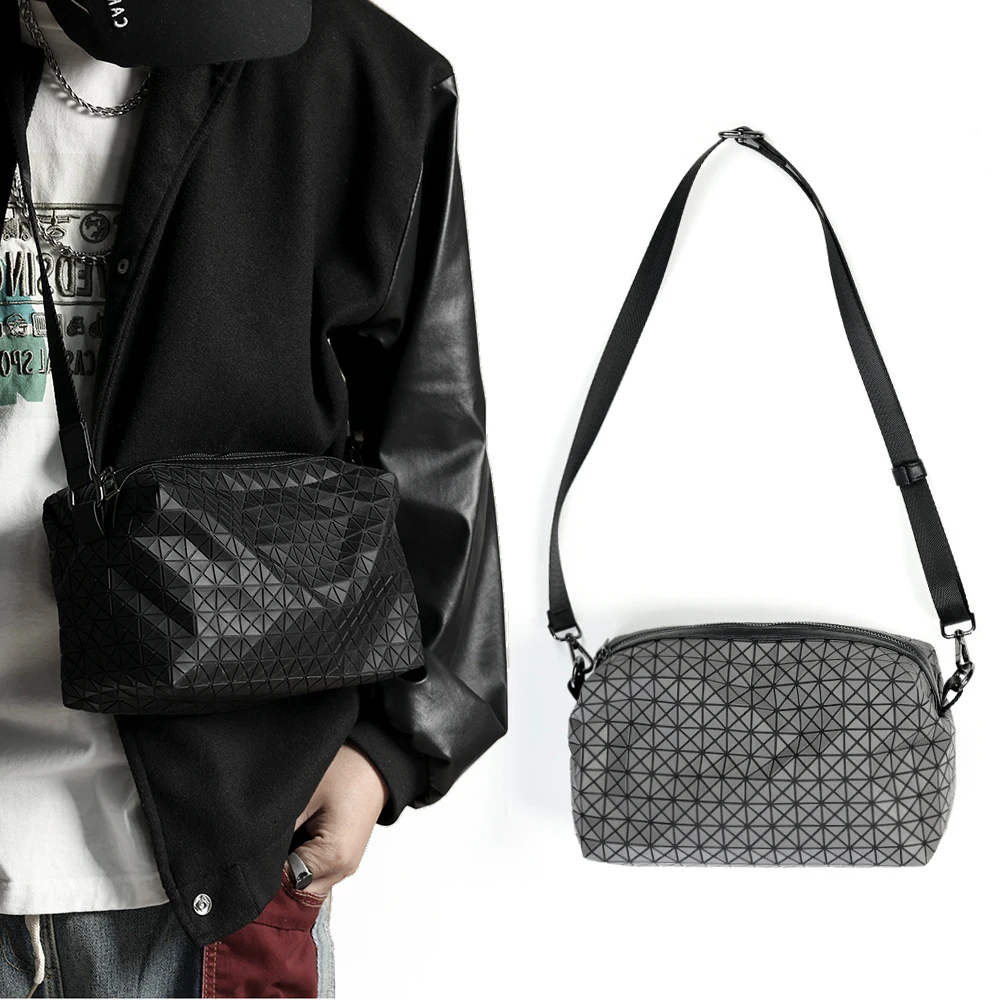 

Brand Men Geometry Handbag Shoulder Crossbody Messenger Bags Male Silicone Geometric Bags Casual Street Bag Leather Purse bac