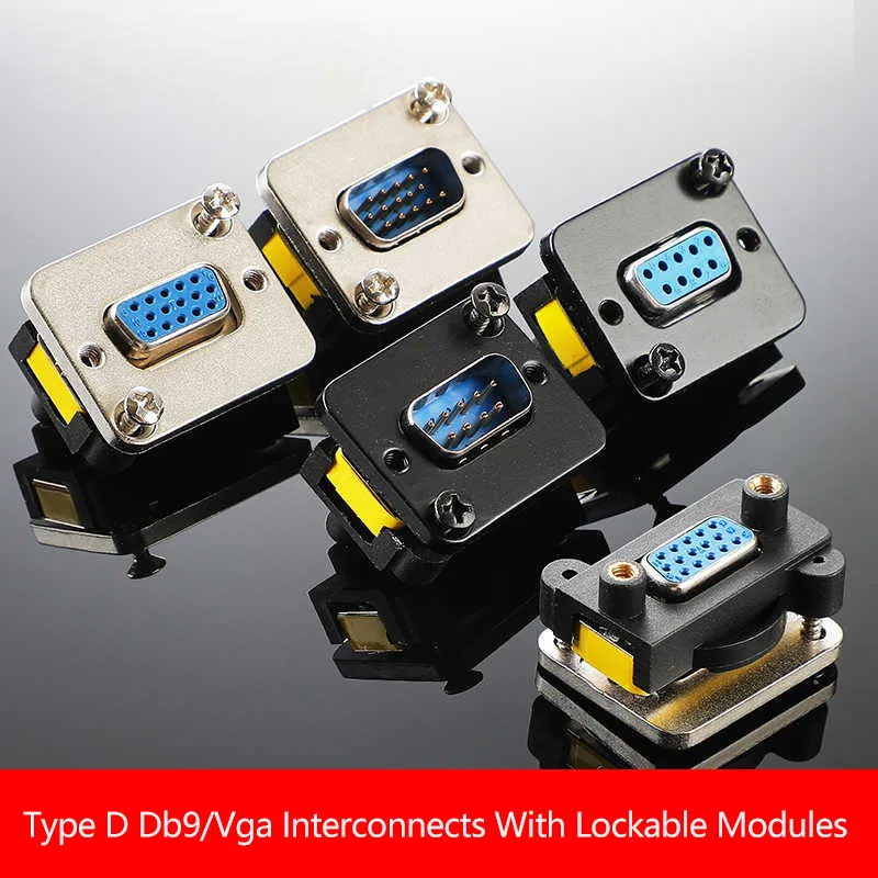 Typ D DB9-Montage 9-polige Datenbuchse Stecker/BuchseAdapter Abschließbarer Stecker ADB9FF 15 Informationsbox 86 Panel VGA vergoldet
