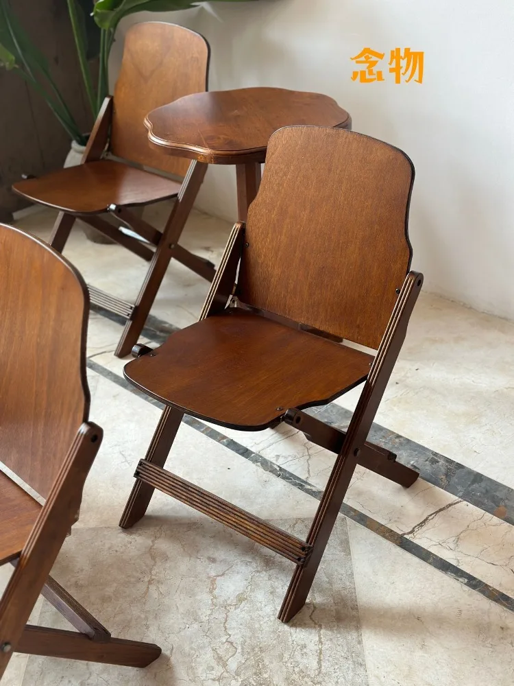 Retro Solid Wood Folding Chair,Outdoor Portable Camping Fold Stool,Living Room, Coffee Shop, Dining Chairs, Furniture Customized