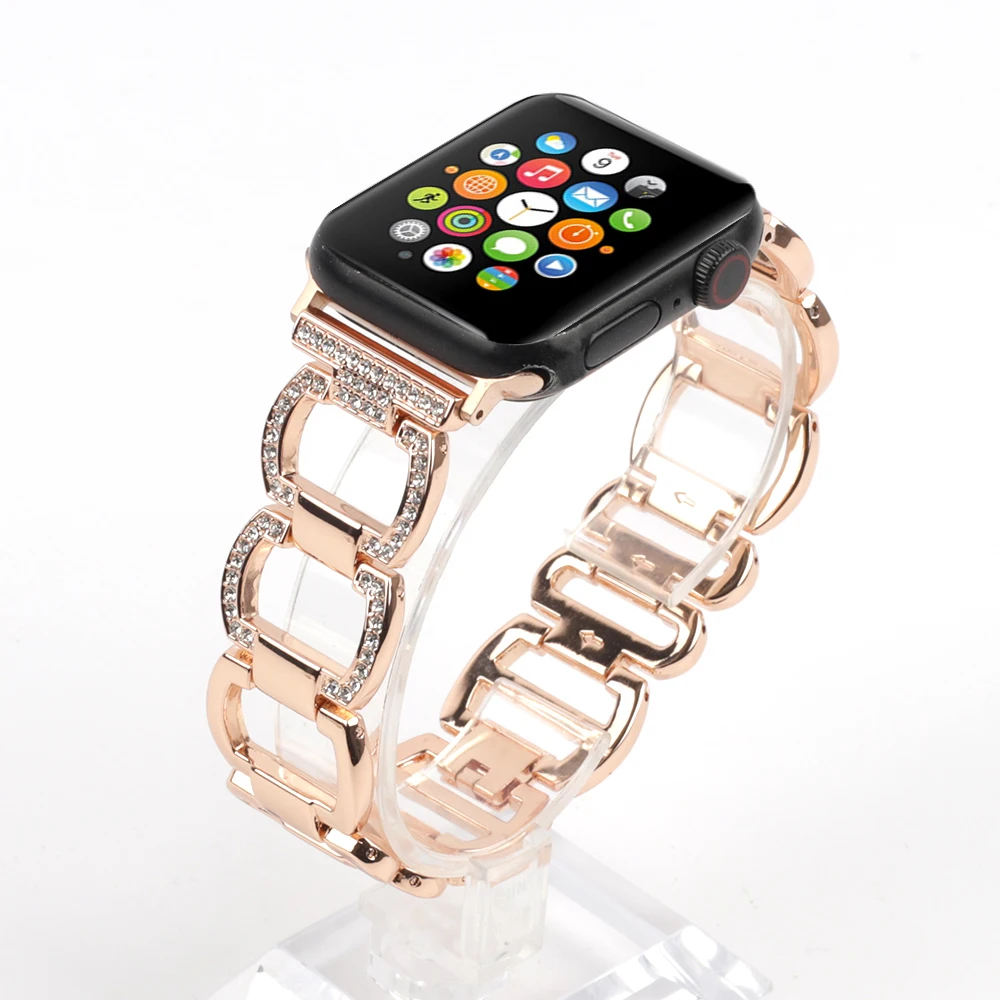 Luxury Metal Strap For Watch Diamond Chain Strap Women Bracelet for Watch 38mm 42mm 44mm 40mm Belt