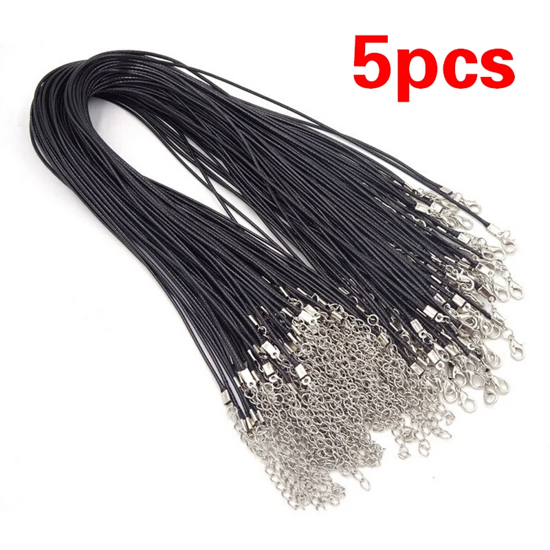 Rope Necklace Waxed Cord Leather Cord 1/5/10/20/50Pcs Waxed Cord Leather Rope Necklace Rope DIY Handmade Lobster Clasp String Cord Chains Jewelry Making Supplies