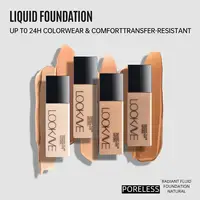 LOOKAVE Liquid Foundation Long Lasting Full Coverage Natural Matte Liquid Foundation Moisturizing Concealer CC Cream Base Makeup 1