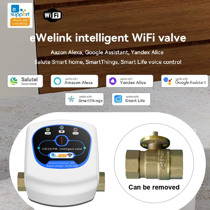 Ewelink APP Wifi Smart Water Valve DN32 Body Removable Remote Timer Automation C