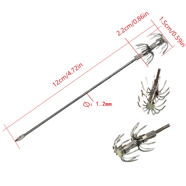 1/8/10/20pcs/ Box Umbrella Hooks Live Bait Hooks Squid Blow Tubes Octopus Squid Hooks Stainless Steel Fishing Gear Accessories 6