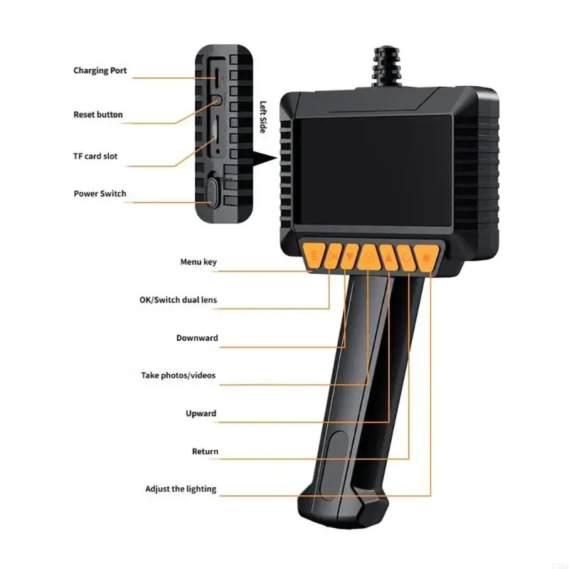 U55A는 기계적 점검을 위한 LED 빛으로 70도 화각 내시경을 방수 처리합니다.
