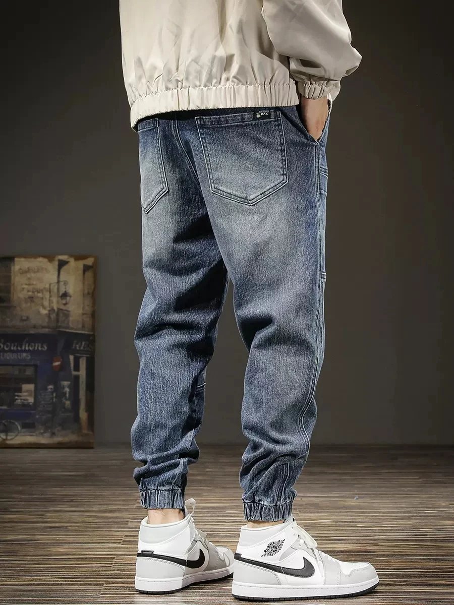 Fashion Streetwear Men Jeans Loose Fit Spliced Designer Big Pocket Casual Denim Cargo Pants Hombre Hip Hop Joggers Men Overalls