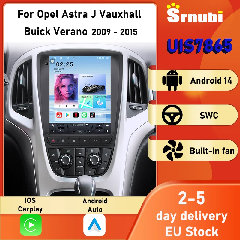 Radio con pantalla táctil IPS de 9,7 pulgadas para coche, Android, navegación GPS, WiFi, 4G, CarPlay inalámbrico, Android Auto, Bluetooth, FM, RDS, USB, Mirror Link, reproductor multimedia para Opel Astra J, Vauxhall, Buick Verano 2009-2015 1