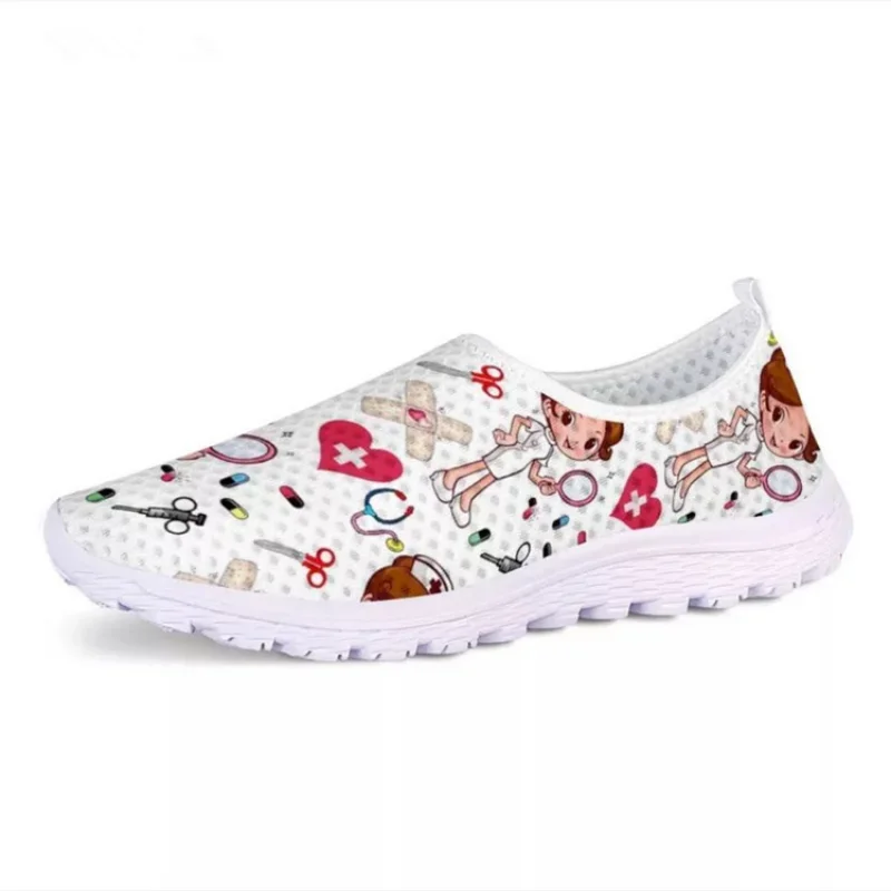 Ladies Loafers Cartoon Nurse Doctor Print Women Sneakers Slip on Light Mesh Casual Shoes Summer Breathable Flats Zapatos women shoes casual shoes women sneakers women flats