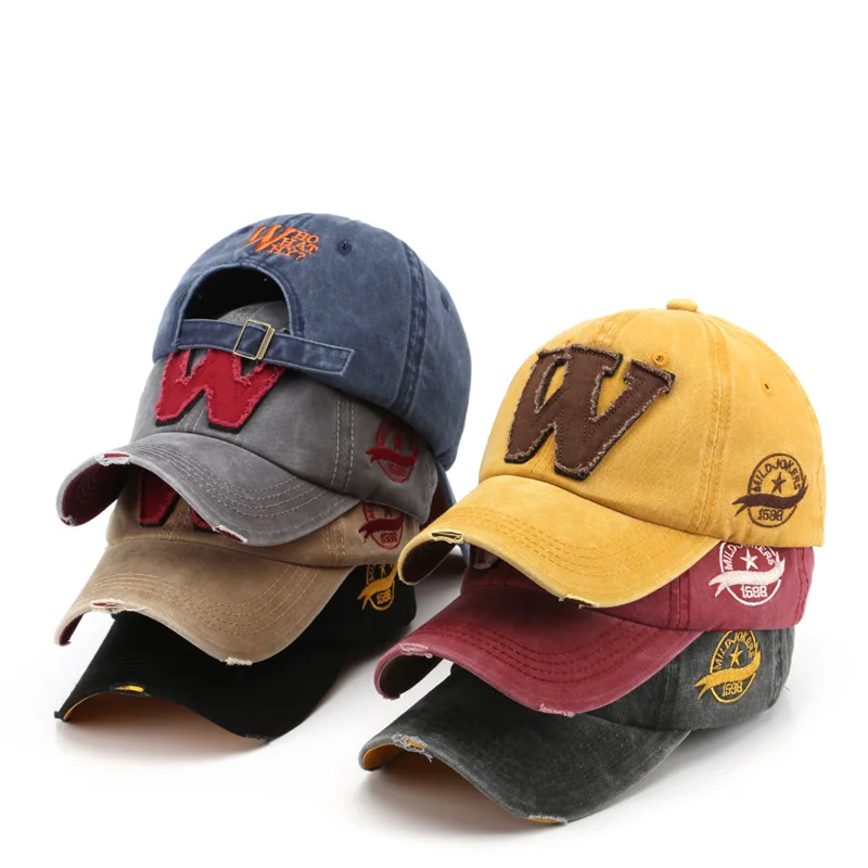 

2023 Fashion W Cap Retro Washed Personality Popular Men's and Women's Baseball Cap Outdoor Sunshade Sunscreen Cap