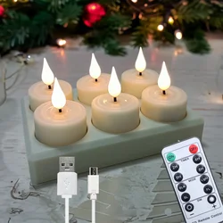 Rechargeable Flameless LED Candle Lights with Timer and Remote Control - EU Plug (6pcs no cups)