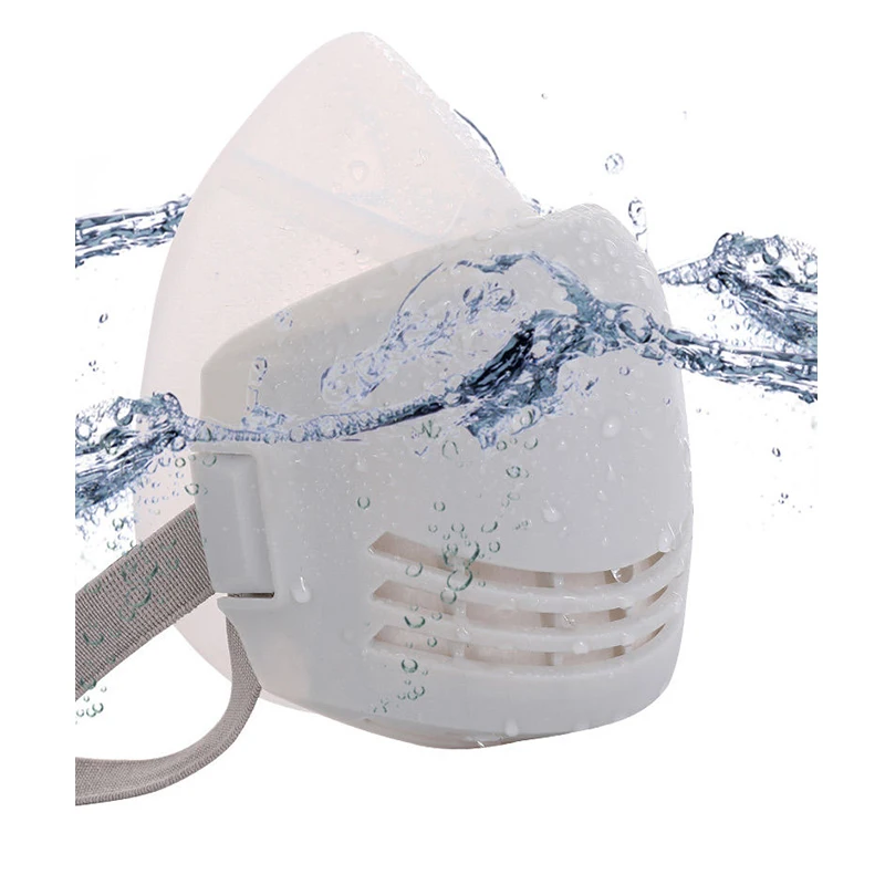 Demi-masque réutilisable avec filtres de rechange porté par un ouvrier, assurant une protection efficace.