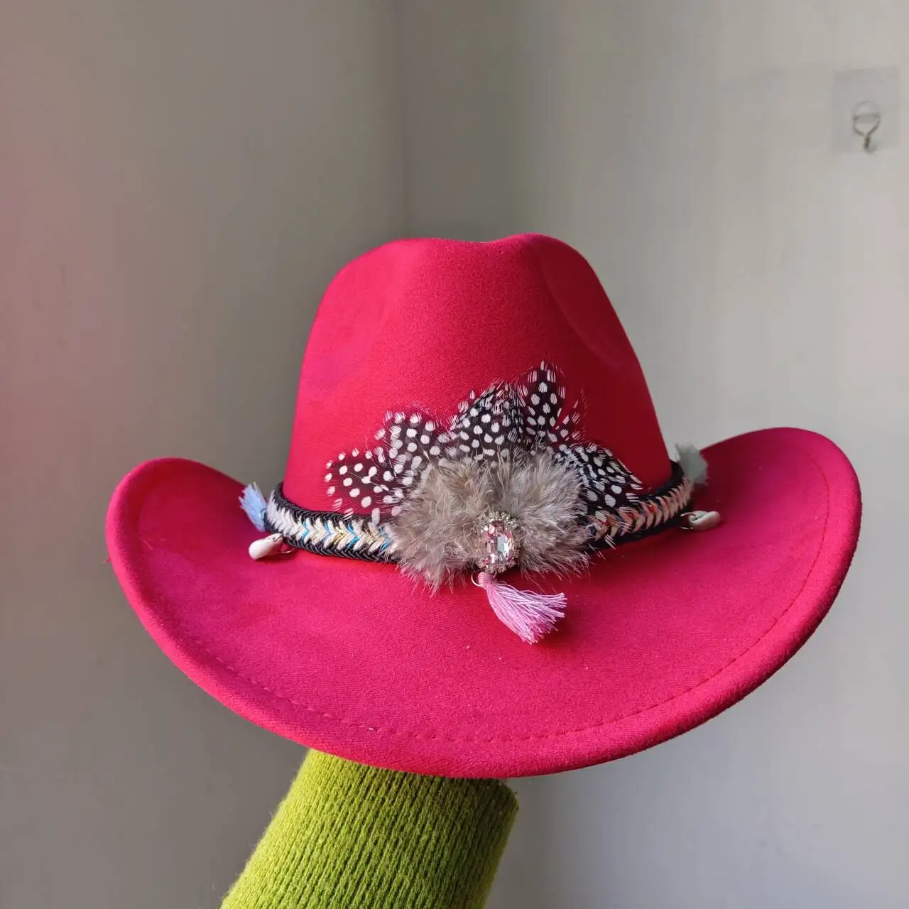 Wildleder hut 9cm Western Cowboyhut Herren Vintage engen Cowboy Jazz Hut Umhang Kirchen hut Sombrero Hombre – Detail 25