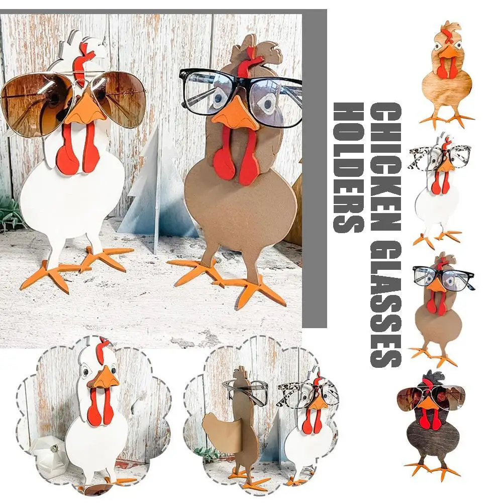 

Wooden Eyeglass Holder Rooster Shape Eyeglass Stand Glasses Holder Rooster Chicken Statue For Office Home Desktop Decoration