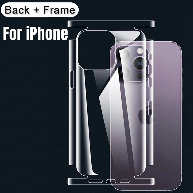 Pellicola Posteriore A Copertura Totale Per Iphone 14 Pro Max 13 12 15 Pro Max Pellicola Salvaschermo Con Cornice Laterale Per Iphone 15 Plus 15 Pro H