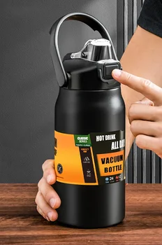Thermos d'extérieur Portable en acier inoxydable 304, tasse thermique, flacons sous vide, bouteille d'eau de sport froide et chaude avec paille 1