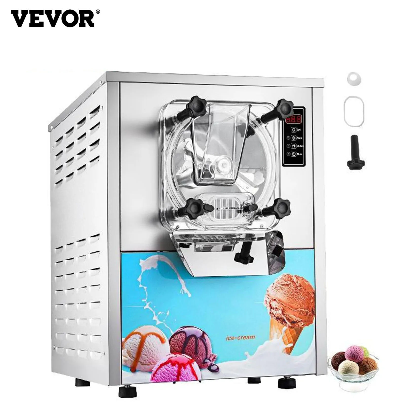 

VEVOR Hard Ice Cream Maker 16-24L/H Commercial Single Flavor Countertop Sorbet Batch Freezer Gelato Equipment Vending Machine