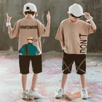 Summer and Spring 2025 Boys’ and Children’s Casual Sweat Absorbing Breathable Set T-shirt+Shorts Pants Children’s Sportswear You