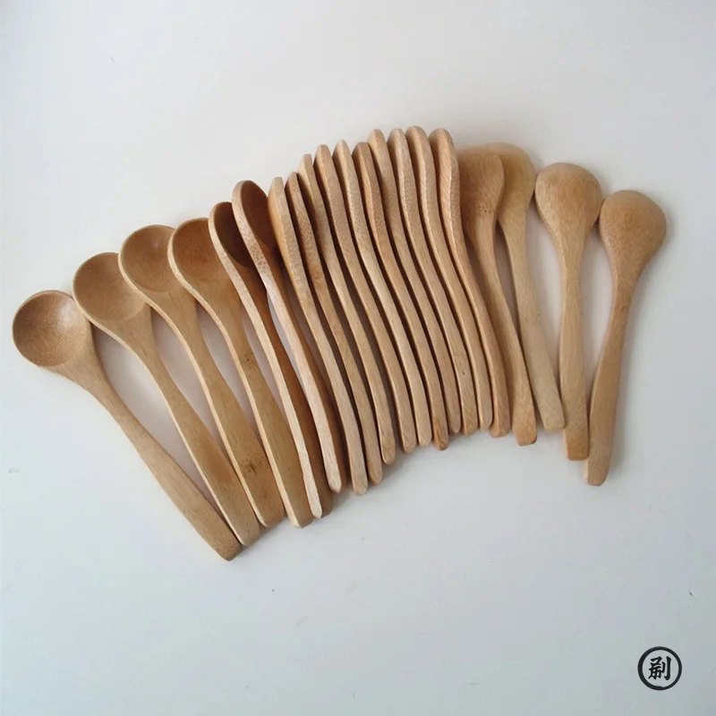 10pcs/Set Wooden Spoon Ecofriendly Household Tableware Bamboo Kitchen Condiment Scoop Coffee Spoon Dessert Teaspoon