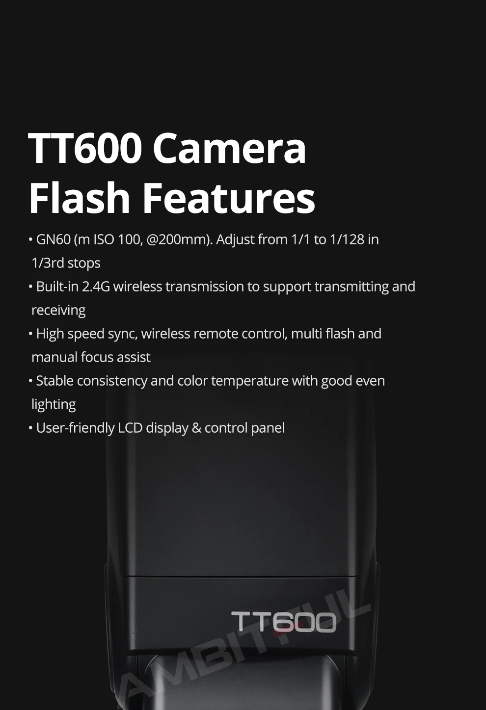Godox TT600 TT600-S 2.4G Wireless GN60 Master/Slave Camera Flash Speedlite for C
