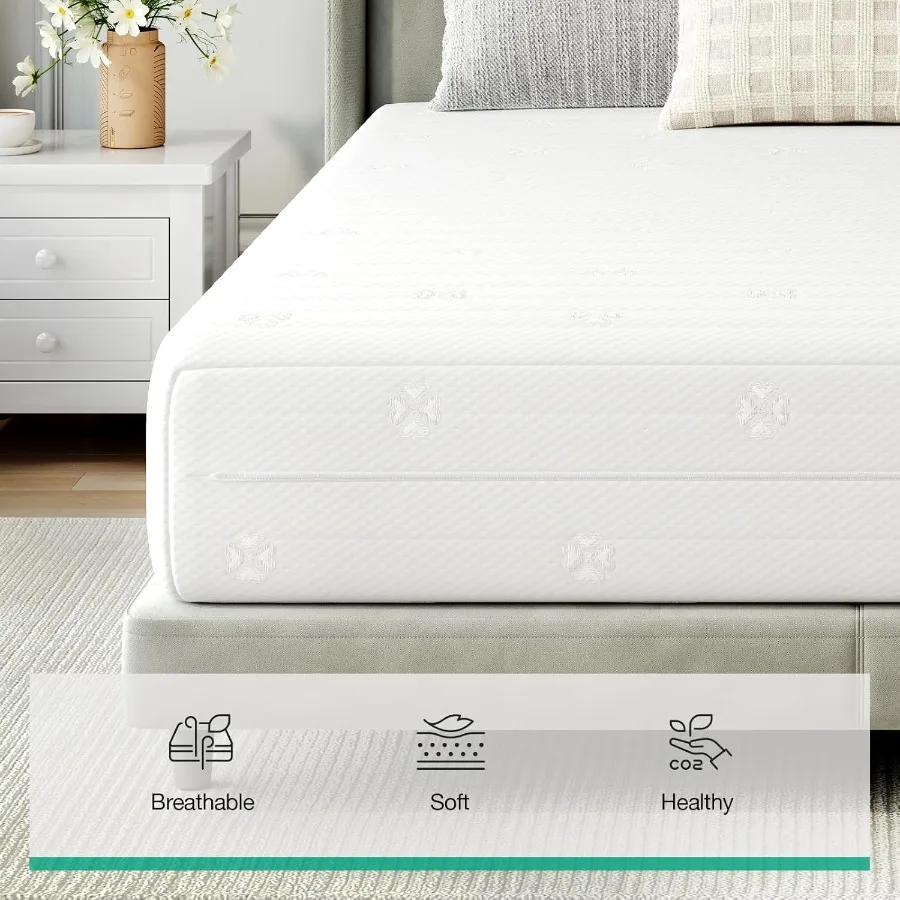 Queen Size 12 Inch Mattress with Air Cutting Design and Breathable Cover for Enhanced Cooling and Pressure Relief During Night