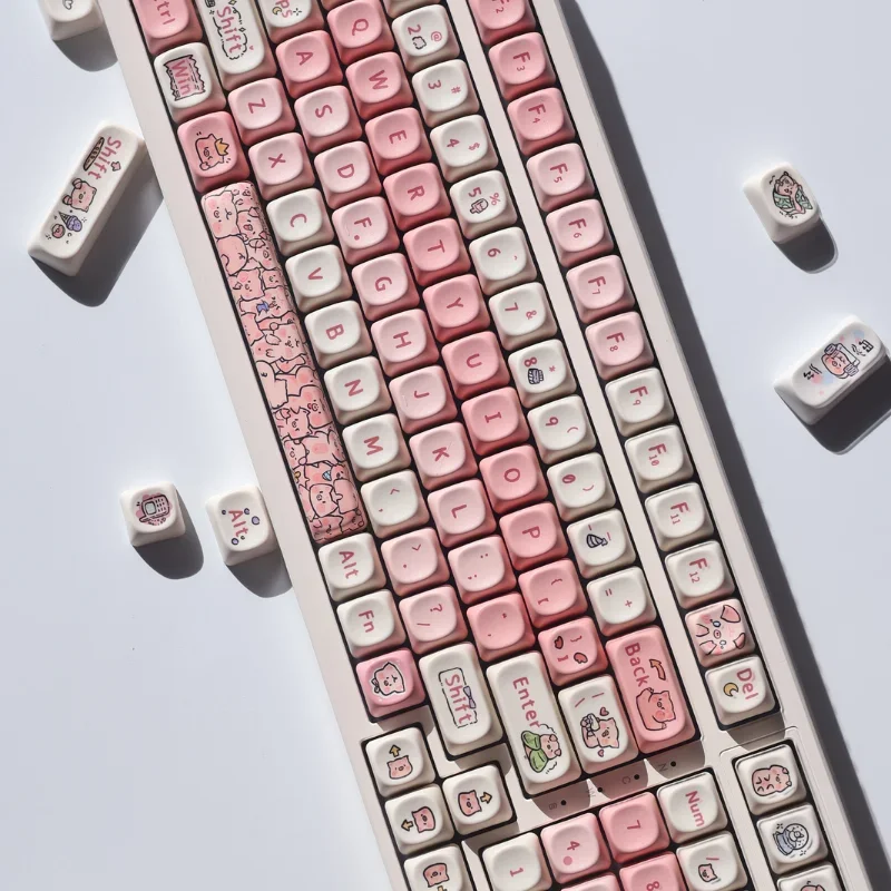 Cute Pink Pig Teclado Mecânico Moa Keycap Presente 139 Chaves Pbt Keycap Faça Você Mesmo Criativo 61 64 84 87 104 108 - Imagem 6