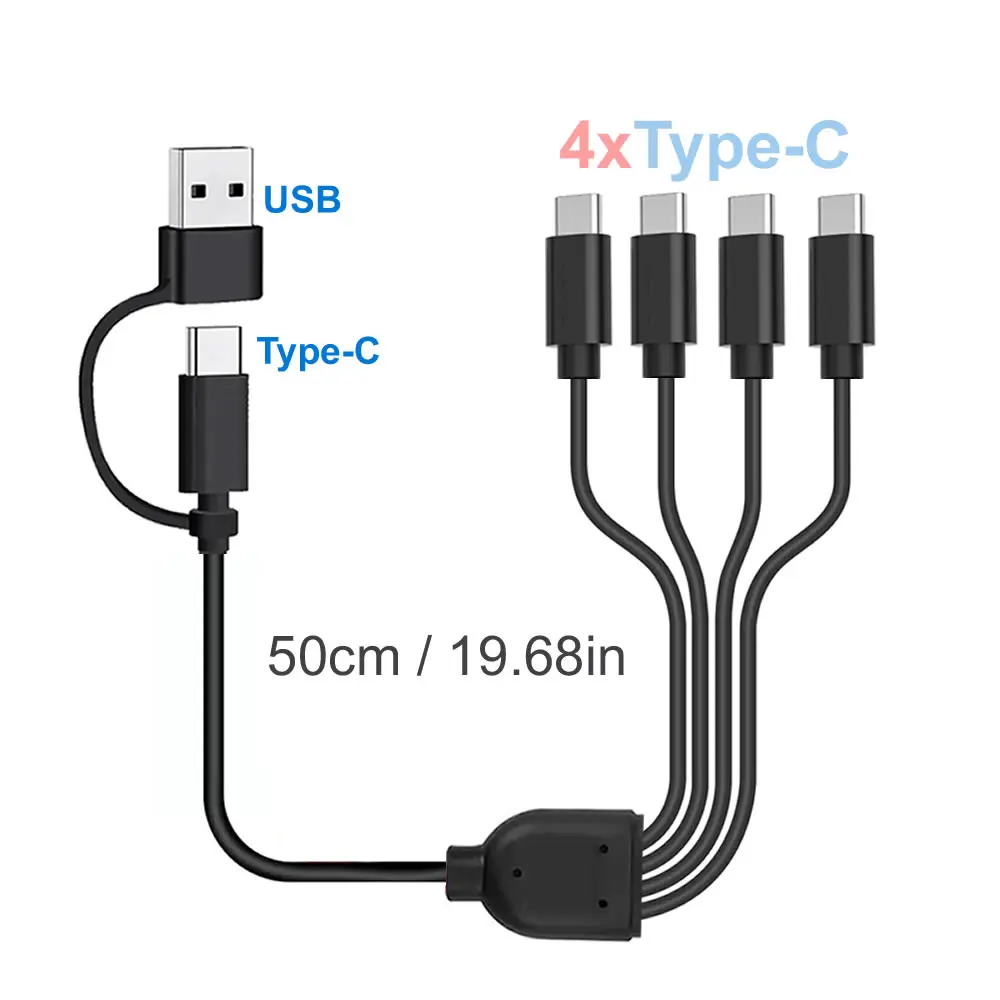 Compact Dual Port USB-C and Micro USB Charging Cable - 20cm 2-in-1 Splitter Cord