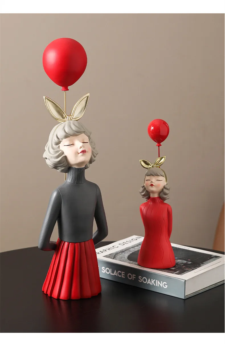 Nordic Butterfly Balloon Girl Figurines, Room Decor