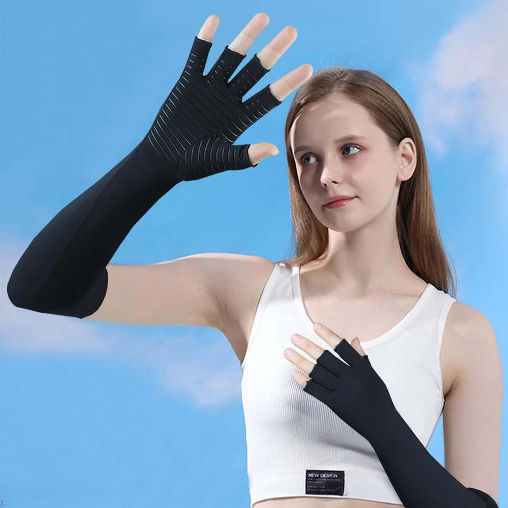 Guanti A Compressione In Rame Per Artrite – Senza Dita, Antiscivolo – Alleviano Dolori, Gonfiore E Tendinite (Uomo/Donna)