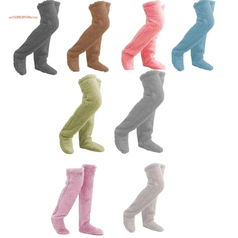 

Women Winter Warm Over Knee Fuzzy Socks Furry Plush Slipper Stockings Thigh High Long Leg Warmers Home Sleeping Socks