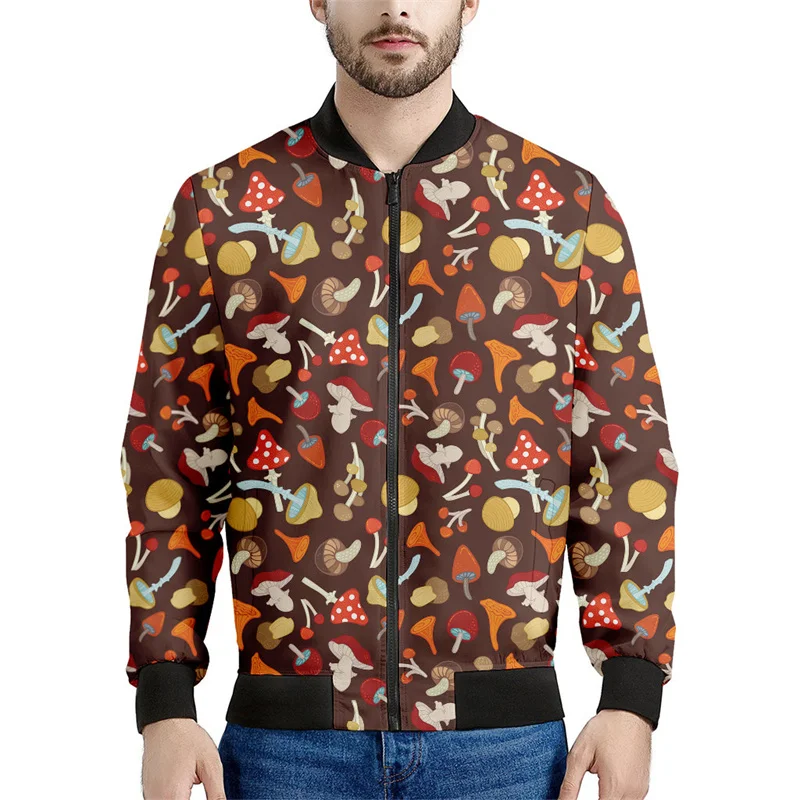 thumbnail image 1 of Chaqueta con cremallera y estampado 3D de setas de dibujos animados para hombre y mujer, sudadera de gran tamaño con plantas, chaquetas bomber de manga larga para primavera y otoño, 1 of 4