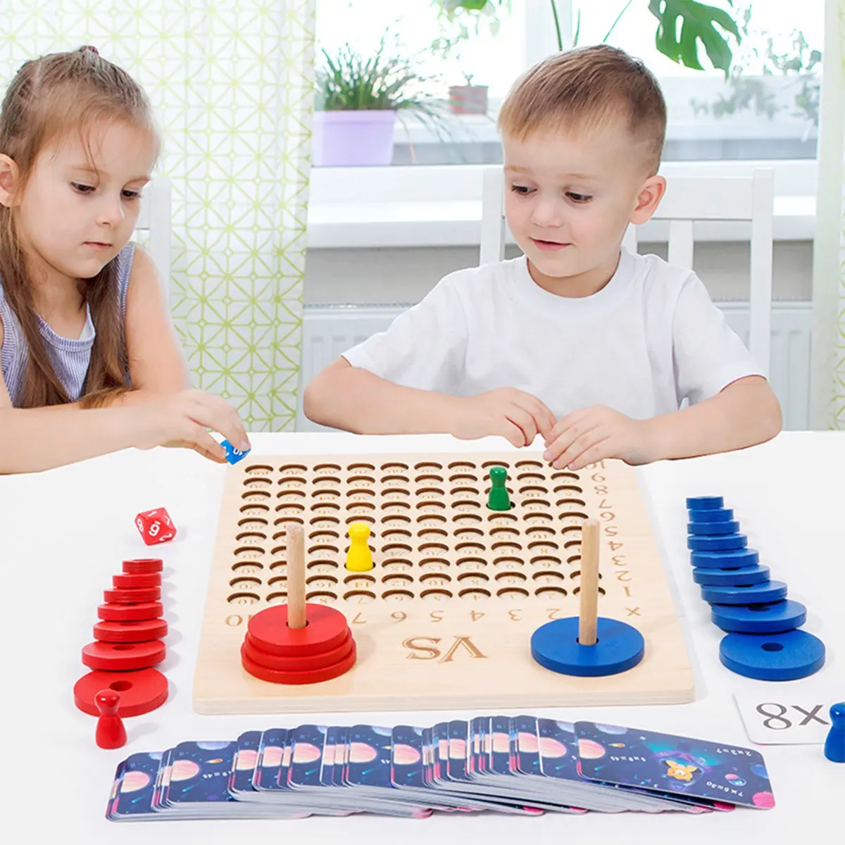 Wooden Math Multiplication Board Montessori Counting Toy Kids Early Learning Educational Toys Interactive Game for Children Gift 6