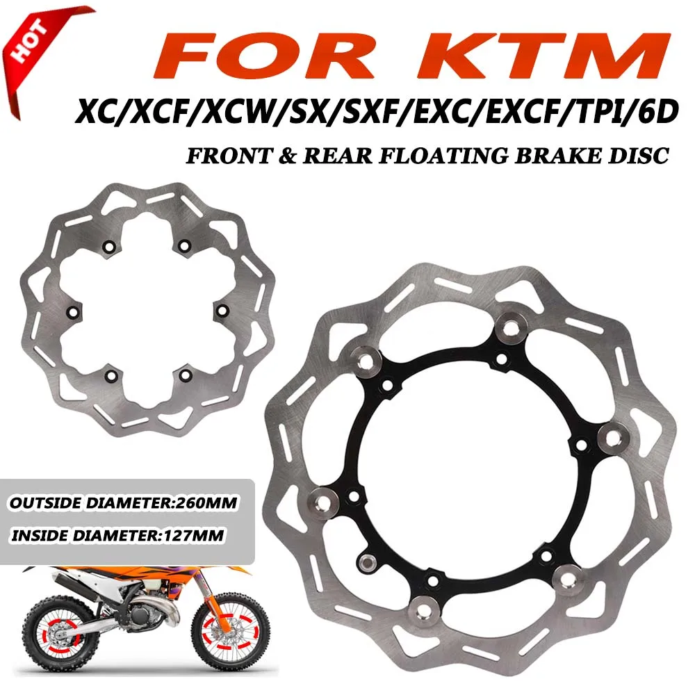 

Motorcycle 260MM 220MM Front & Rear BRAKE DISC Kit for KTM XC XCF XCW SX SXF EXC EXCF TPI Six Days 125 200 250 300 450 500 2024