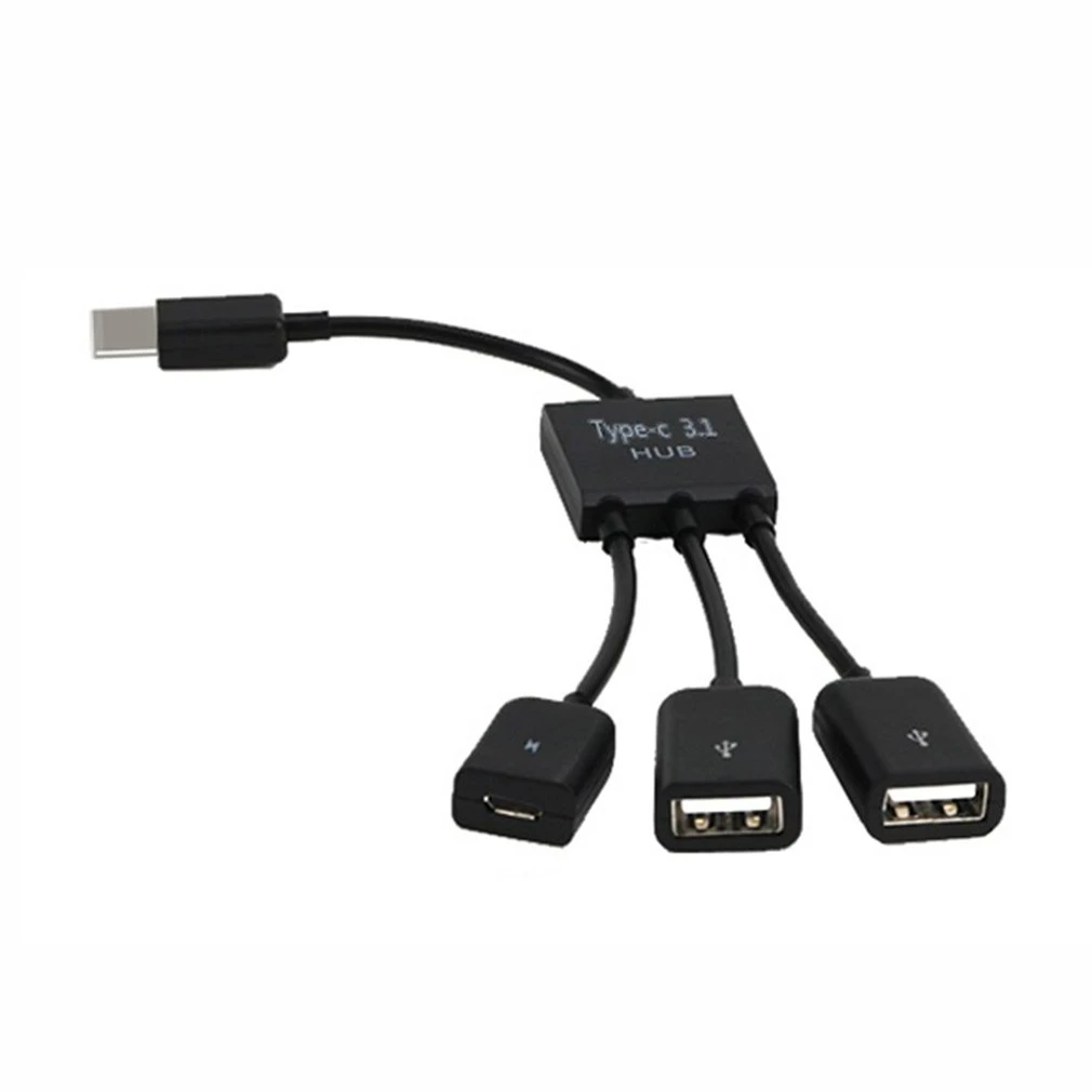 3 in 1 Type c USB Hub Male to Female Double USB 2.0 Host OTG Adapter Cable  For Smartphone Computer Tablet 3 Port Line| | - AliExpress