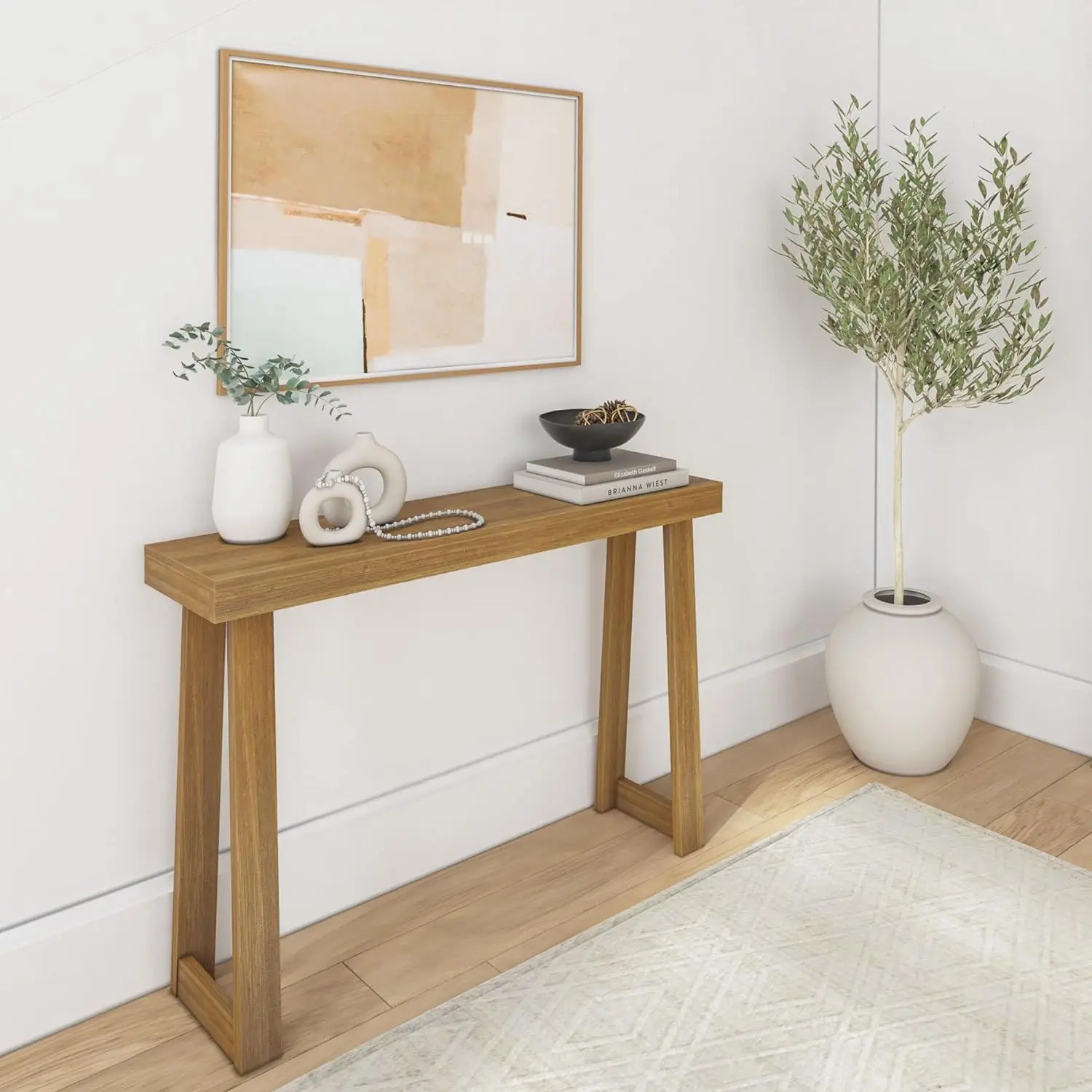 

Plank+Beam Solid Wood Console Table, 46.25 Inch, Sofa Table, Narrow Entryway Table for Hallway, Behind The Couch, Living Room,